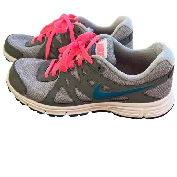 Nike Shoes Nike Revolution Gray Blue Neon Hot Pink Laces